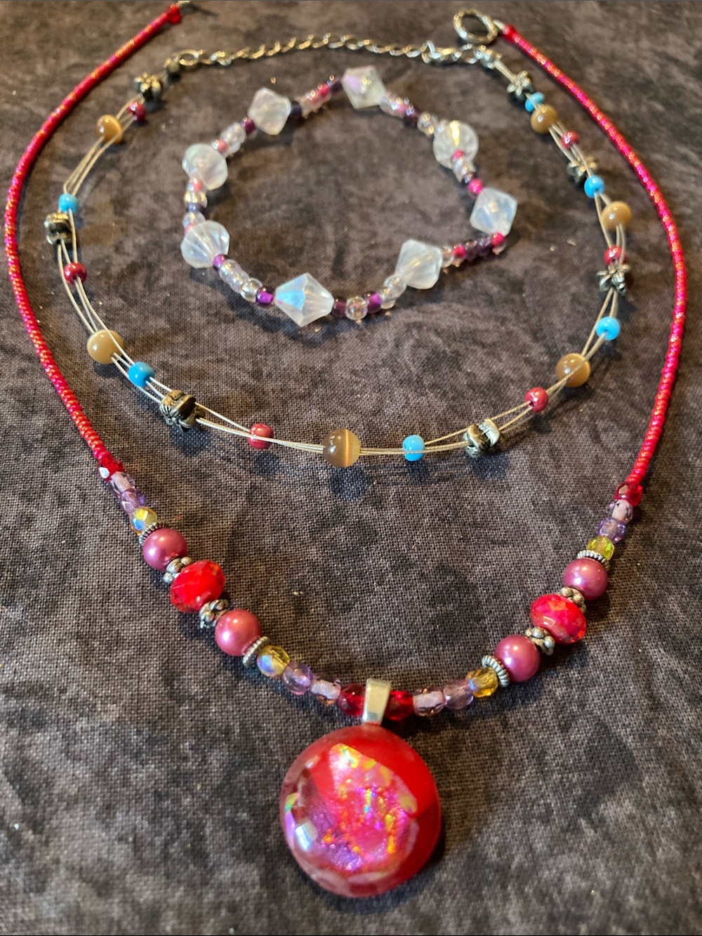 Bohemian Multicolored Beaded Necklaces with Matching Bracelet Bundle